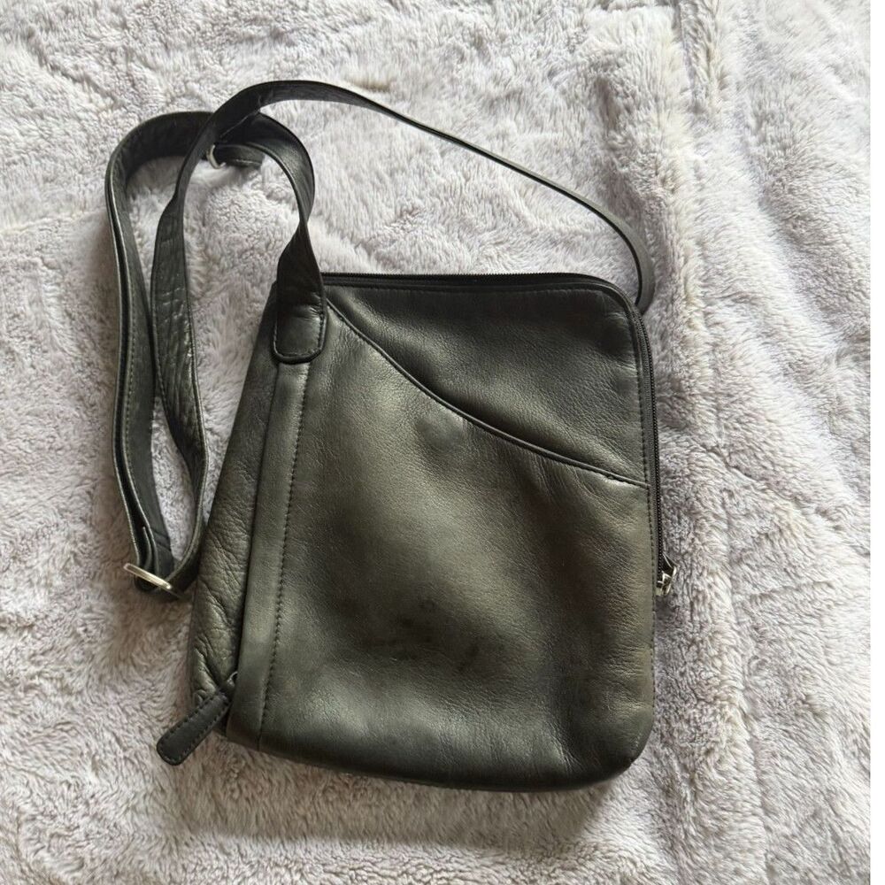 Osgoode Marley Makenzie Messenger Leather Crossbody purse bag STORM